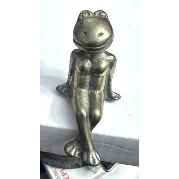 Vintage Brass Anthropomorphic Frog Shelf Sitter Smiling Sitting Frog Figurine - Picture 1 of 5